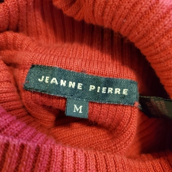 Jeanne Pierre Red Ribbed Knit Turtleneck Sweater Size Medium, classic, casual - Picture 5 of 7